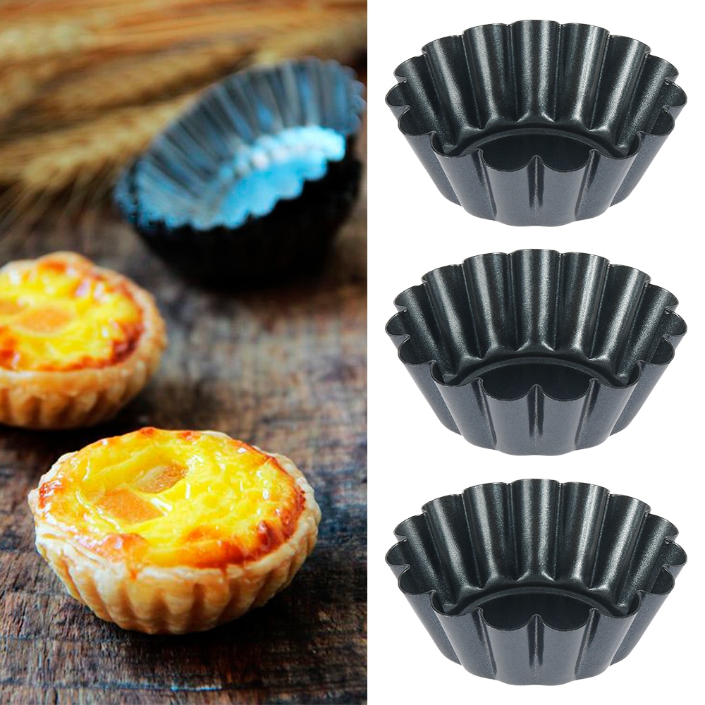 12PCS Non-stick Tart Quiche Flan Pan Mold Pie Pizza Cake Mold Cupcake Egg Tart Tartlet Baking Mold Muffin Cup Pizza Pan Bakeware