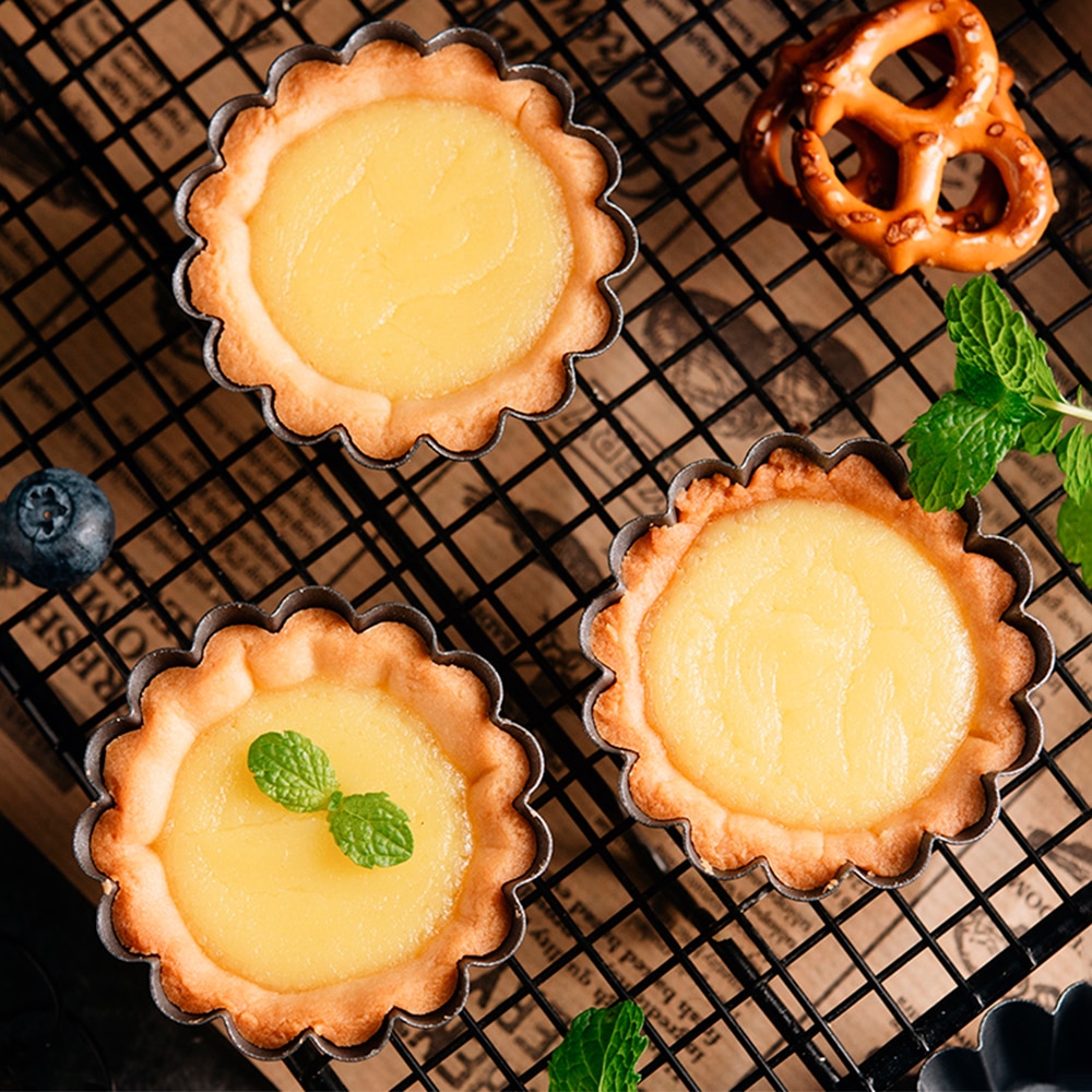 12PCS Non-stick Tart Quiche Flan Pan Mold Pie Pizza Cake Mold Cupcake Egg Tart Tartlet Baking Mold Muffin Cup Pizza Pan Bakeware