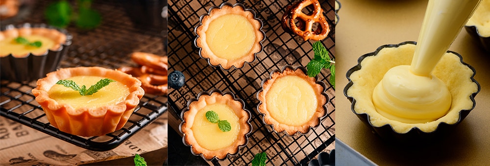 12PCS Non-stick Tart Quiche Flan Pan Mold Pie Pizza Cake Mold Cupcake Egg Tart Tartlet Baking Mold Muffin Cup Pizza Pan Bakeware