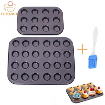 Bakeware Mini Muffin Cake Baking Pan 12/24/48 Holes Cupcake Mold Non Stick Baking Dishes Carbon Steel Oven Trays Pastry Tool