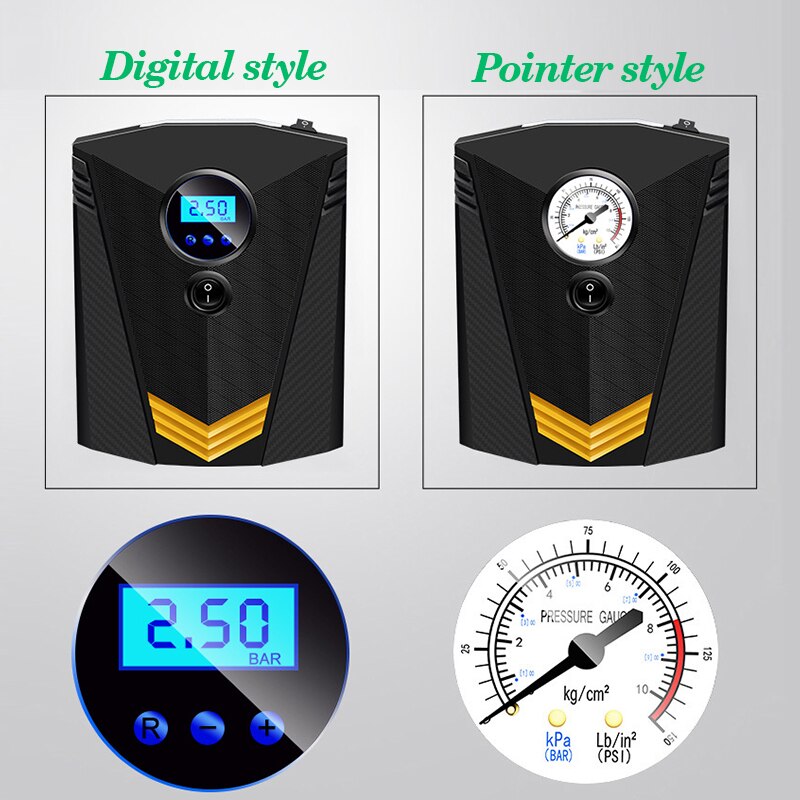 Portable Car Tyre Inflator LED Digital Lighting Tire Inflatable Pump DC 12V Air Compressor fo Cars Wheel Bicycle Tires
