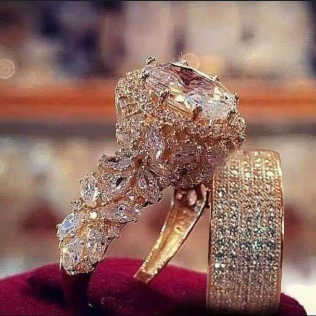 Temperament Crystal Cubic Zirconia Rings Set For Women Party Wedding Engagement Jewelry Accessories Size 5-11 2 pcs/set Temperament Crystal Cubic Zirconia Rings Set For Women Party Wedding Engagement Jewelry Accessories Size 5-11 2 pcs/set