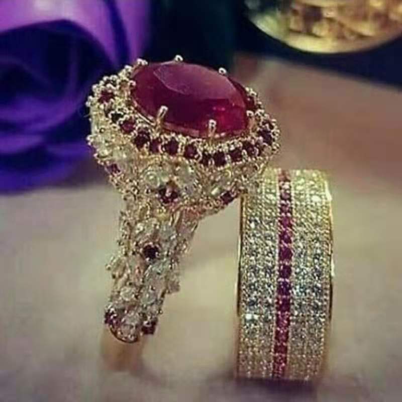 Temperament Crystal Cubic Zirconia Rings Set For Women Party Wedding Engagement Jewelry Accessories Size 5-11 2 pcs/set Temperament Crystal Cubic Zirconia Rings Set For Women Party Wedding Engagement Jewelry Accessories Size 5-11 2 pcs/set
