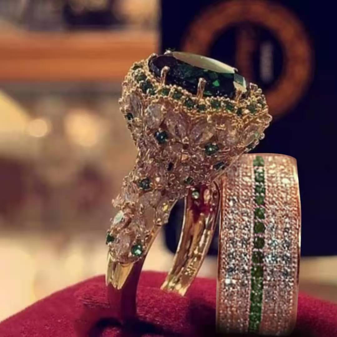 Temperament Crystal Cubic Zirconia Rings Set For Women Party Wedding Engagement Jewelry Accessories Size 5-11 2 pcs/set Temperament Crystal Cubic Zirconia Rings Set For Women Party Wedding Engagement Jewelry Accessories Size 5-11 2 pcs/set