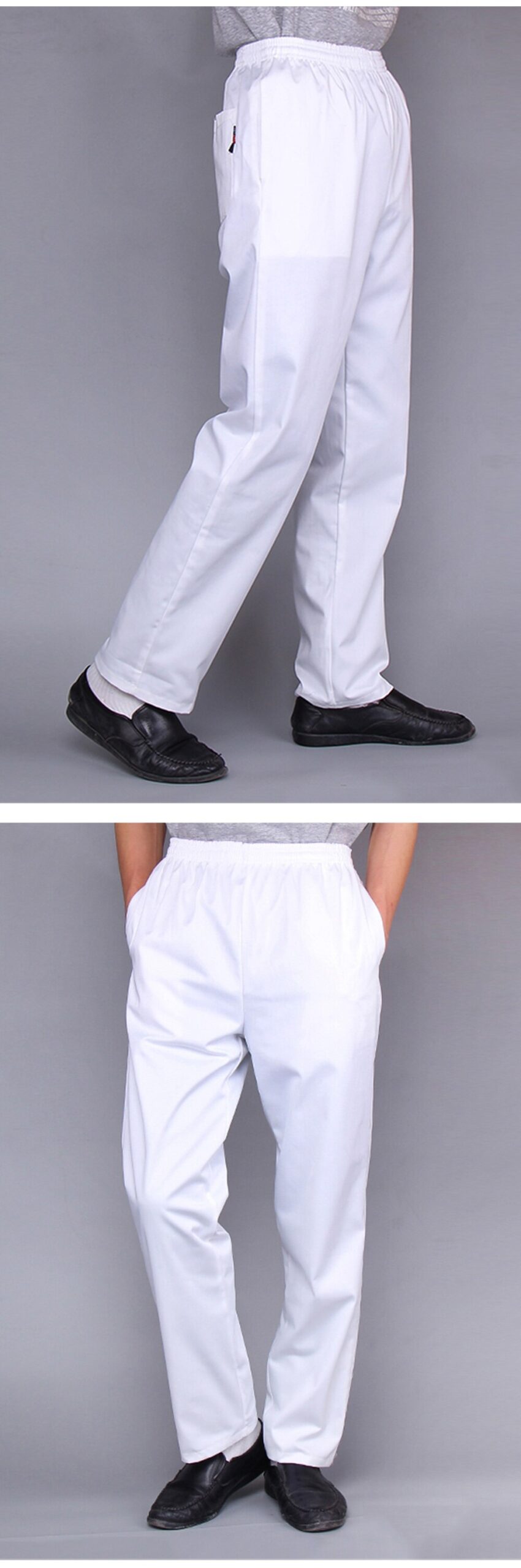 Chef uniforms kitchen cooker work clothes white pants hotel restaurant bakery catering elastic trousers zebra pants