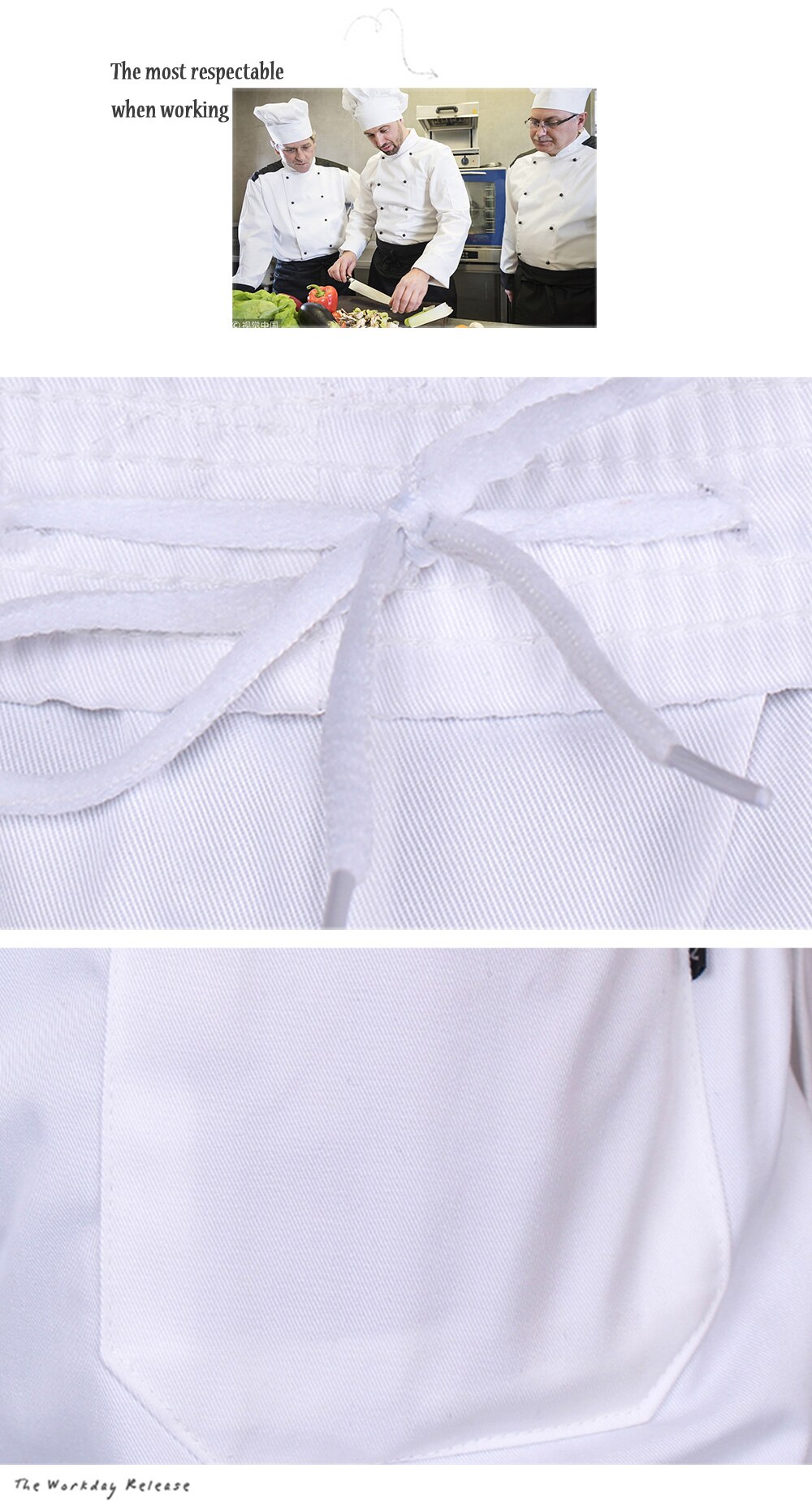 Chef uniforms kitchen cooker work clothes white pants hotel restaurant bakery catering elastic trousers zebra pants
