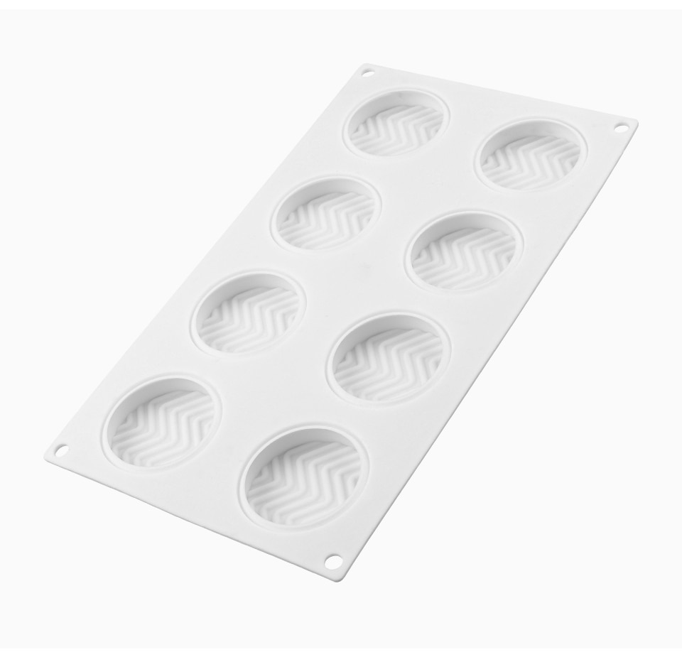 8 Cavities 3D Cake Mould Silicone Baking Mousse Cakes Round DIY Oven Safe Non-stick Brownie Dessert Molds Cake Tray