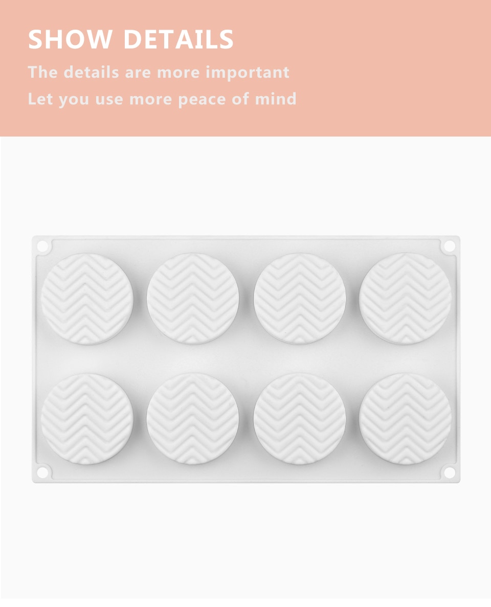 8 Cavities 3D Cake Mould Silicone Baking Mousse Cakes Round DIY Oven Safe Non-stick Brownie Dessert Molds Cake Tray