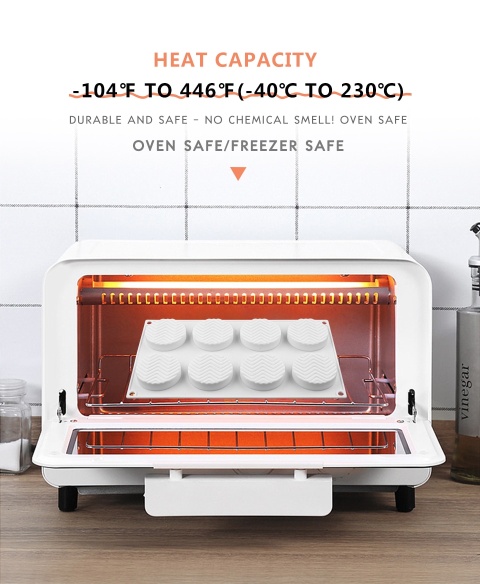 8 Cavities 3D Cake Mould Silicone Baking Mousse Cakes Round DIY Oven Safe Non-stick Brownie Dessert Molds Cake Tray