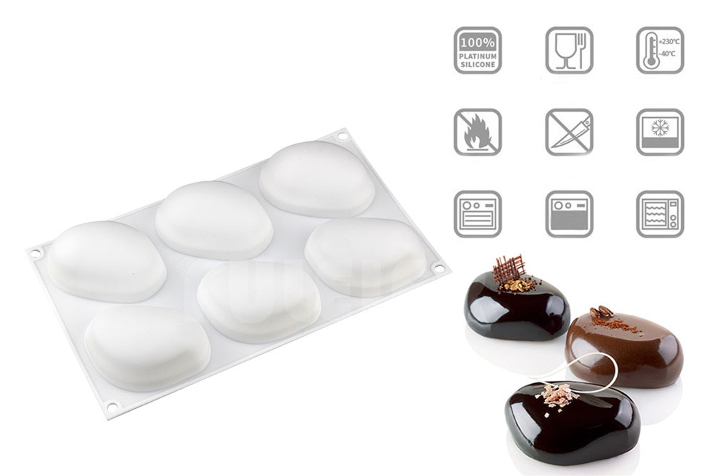 Bakeware Elliptical Pebble Stone Silicone Mold for cake Mousse Dessert chocoalte Non-Stick Soap mould Bakeware Elliptical Pebble Stone Silicone Mold for cake Mousse Dessert chocoalte Non-Stick Soap mould