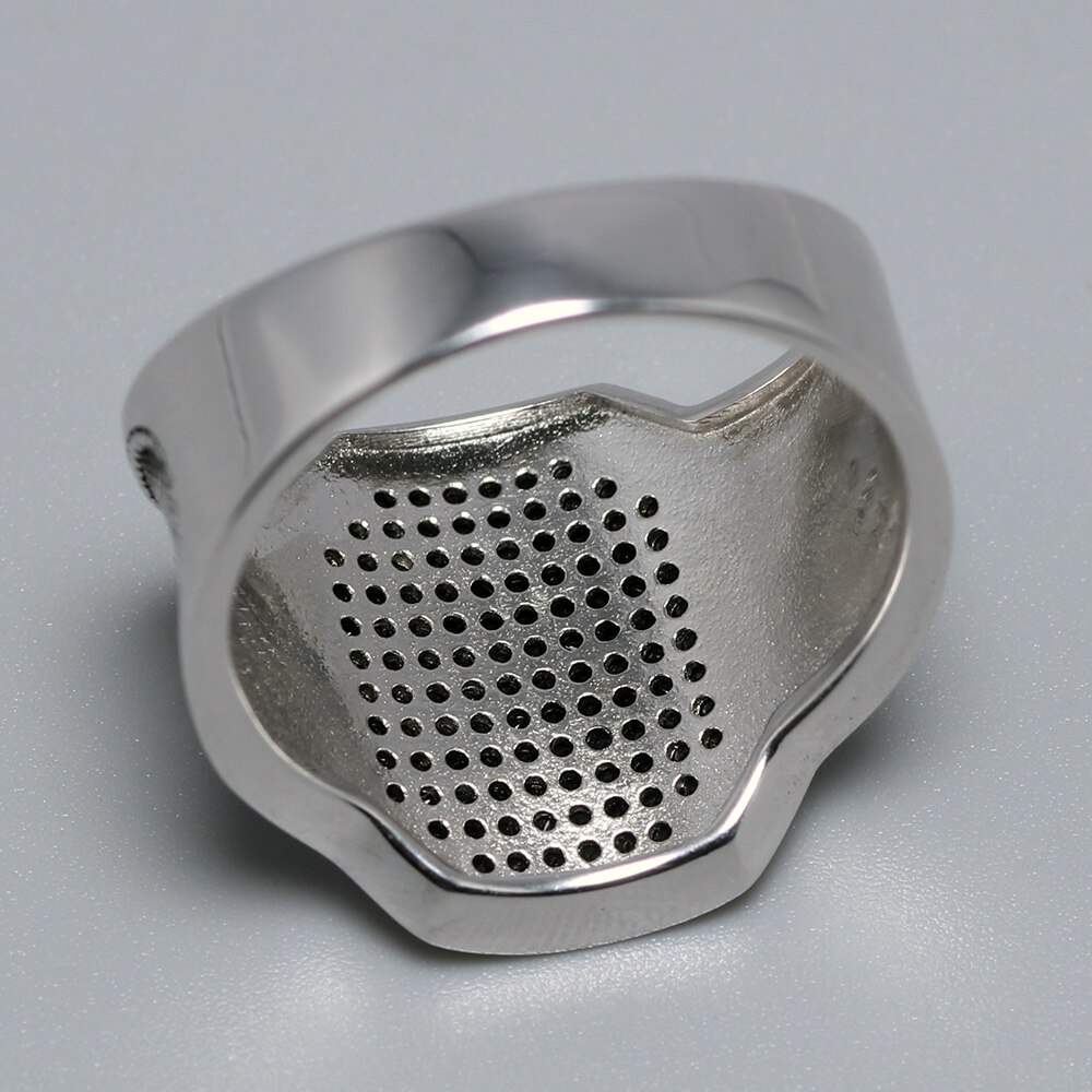 Silver Rings Cool Retro Vintage Turkish Ring Wedding Jewelry For Men Black Zircon Stone Curved Design Comfortable Fits