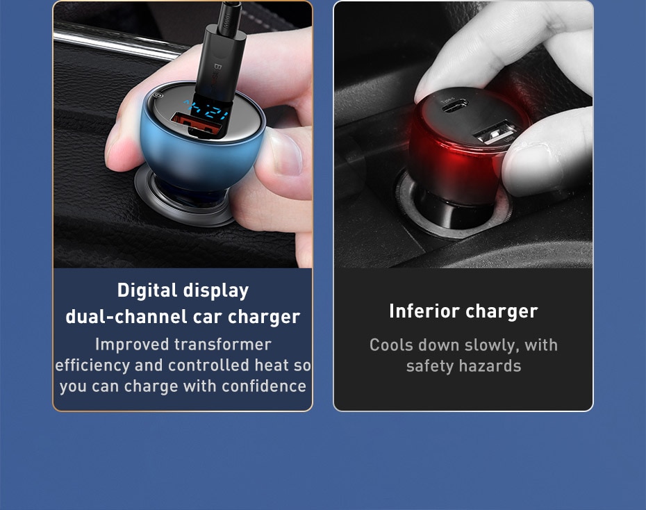 65W USB Car Charger Quick Charge 3.0 Car Charger For Laptop LED Display Fast Phone Charger
