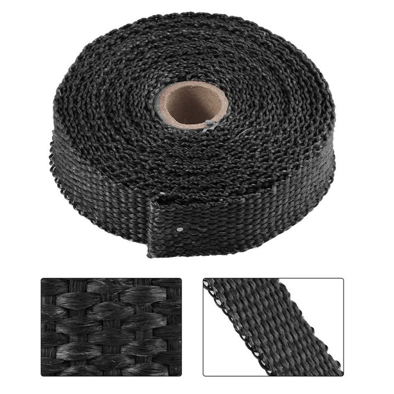 Insulation Tape New 2.5CM 5M Roll Fiberglass Exhaust Header Pipe Heat Wrap Tape + 4 Ties Kit Hot m10