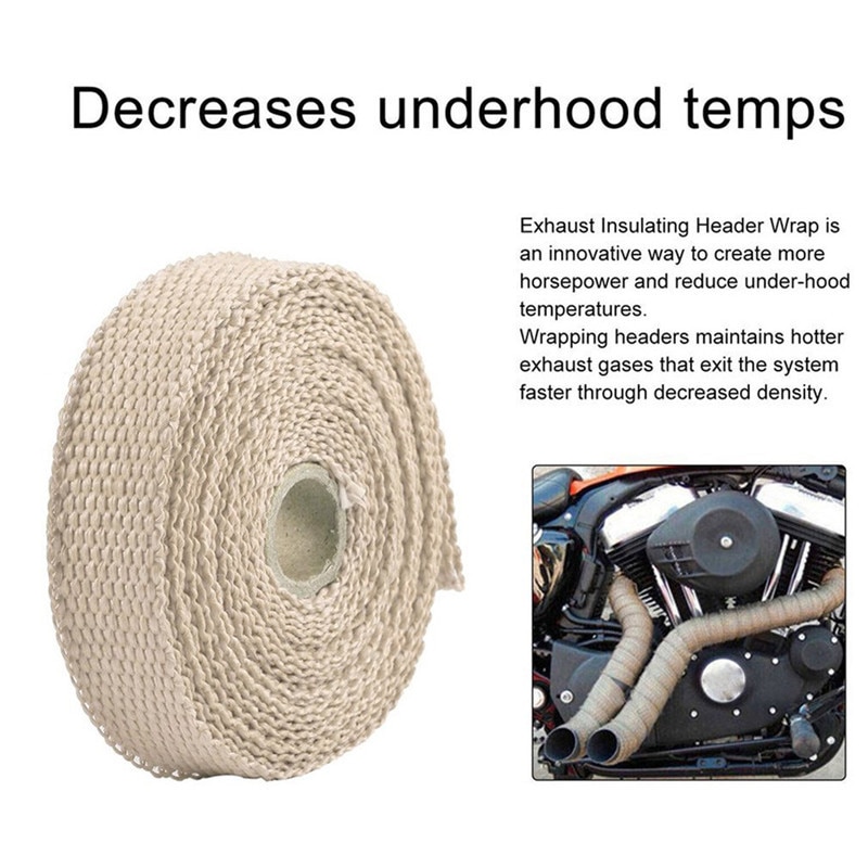 Insulation Tape New 2.5CM 5M Roll Fiberglass Exhaust Header Pipe Heat Wrap Tape + 4 Ties Kit Hot m10