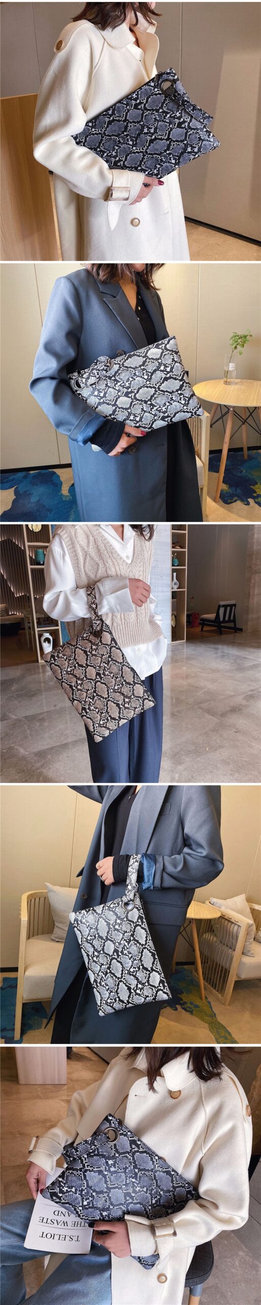 Clutch Bag Snake Women's Pouch Fashion Envelope Bag Party Evening Python Clutch Bags Purse