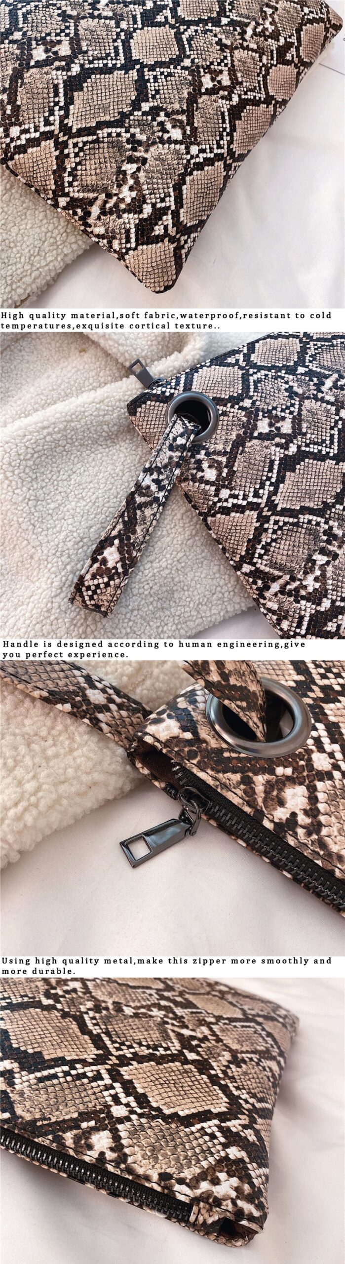 Clutch Bag Snake Women's Pouch Fashion Envelope Bag Party Evening Python Clutch Bags Purse