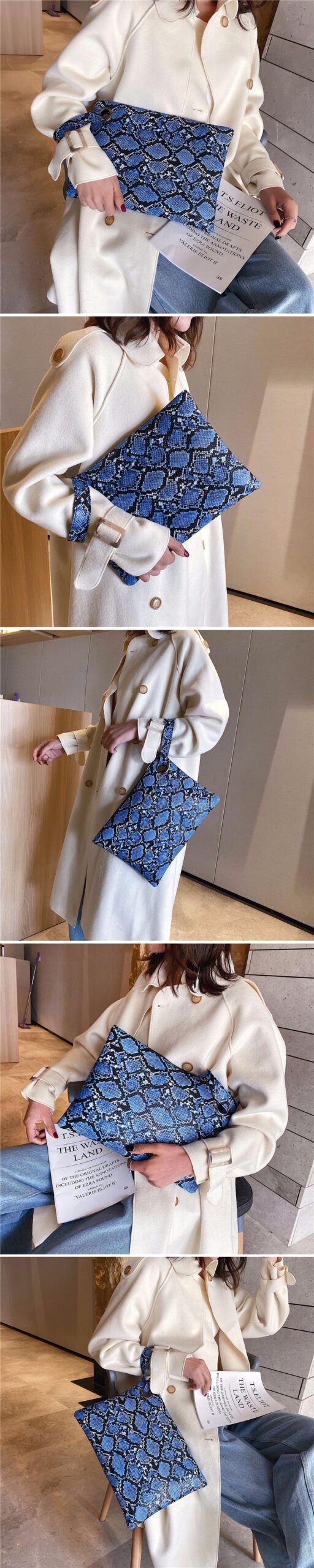 Clutch Bag Snake Women's Pouch Fashion Envelope Bag Party Evening Python Clutch Bags Purse