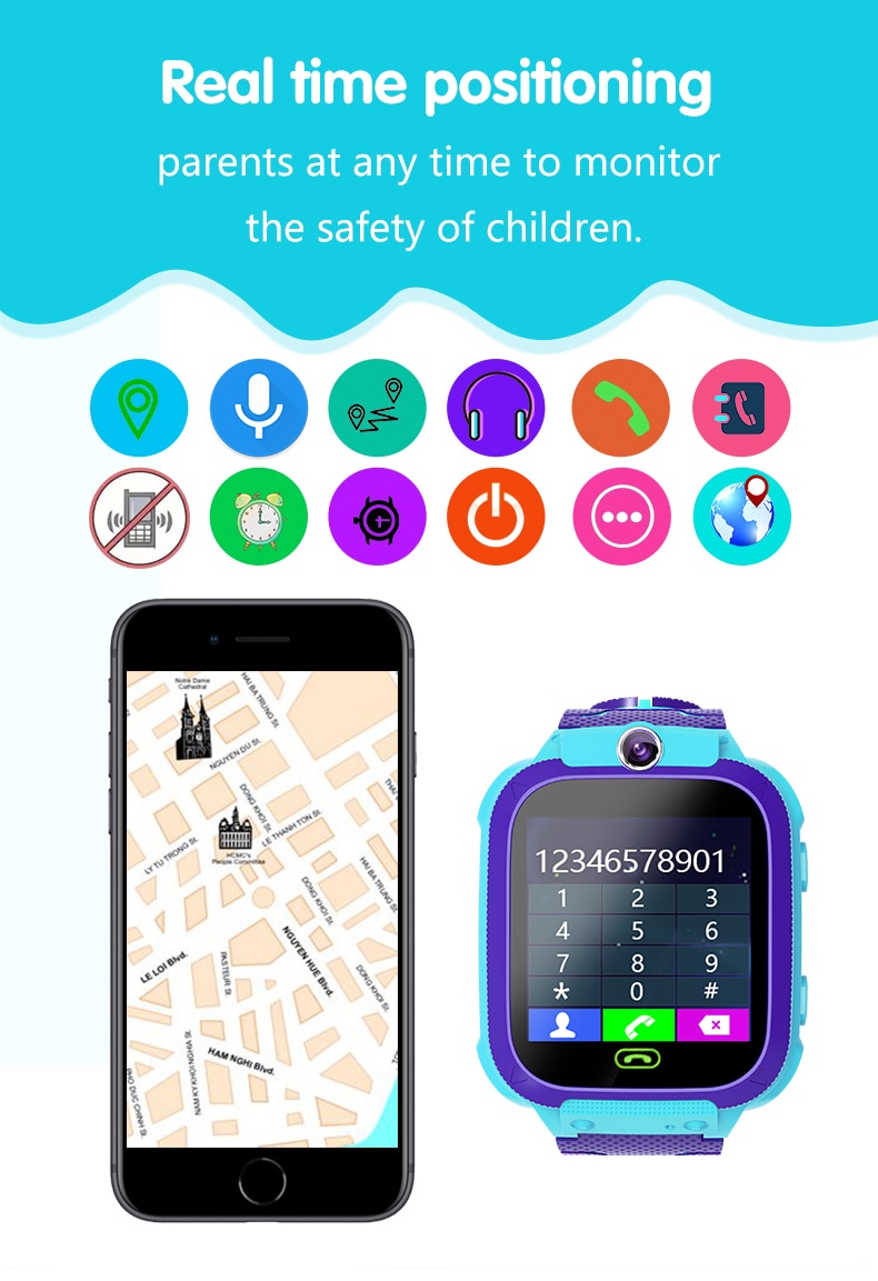 Waterproof Kids Smart Watch SOS Antil-lost Smartwatch Baby 2G SIM Card Clock Call Location Tracker Smartwatch For Kid