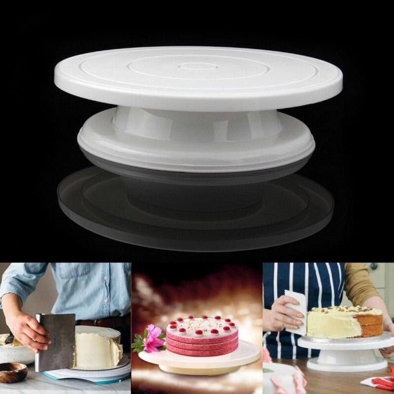 Plastic Cake Plate Turntable Rotating Anti-skid Round Cake Stand Cake Decorating Rotary Table Kitchen DIY Pan Baking Tool