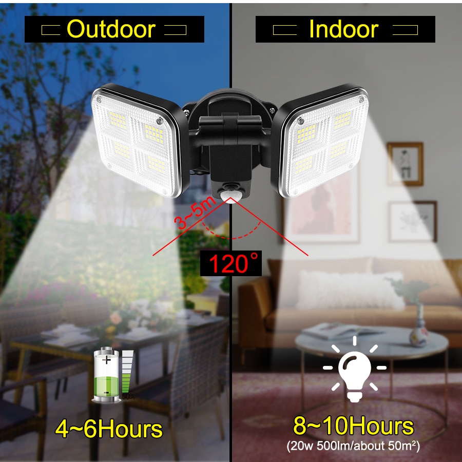 Super Bright Solar Lights 120led IP65 Waterproof Outdoor Indoor Solar Lamp With Adjustable Head Wide Lighting Angle Super Bright Solar Lights 120led IP65 Waterproof Outdoor Indoor Solar Lamp With Adjustable Head Wide Lighting Angle