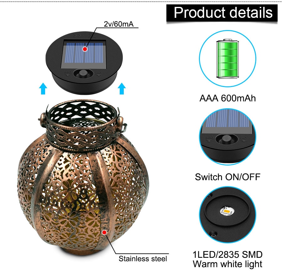 Hanging Solar Lanterns Retro Hollow Solar Lights with Handle Outdoor Solar Garden Lights Decor for Yard Tree Fence Patio Bronze Hanging Solar Lanterns Retro Hollow Solar Lights with Handle Outdoor Solar Garden Lights Decor for Yard Tree Fence Patio Bronze