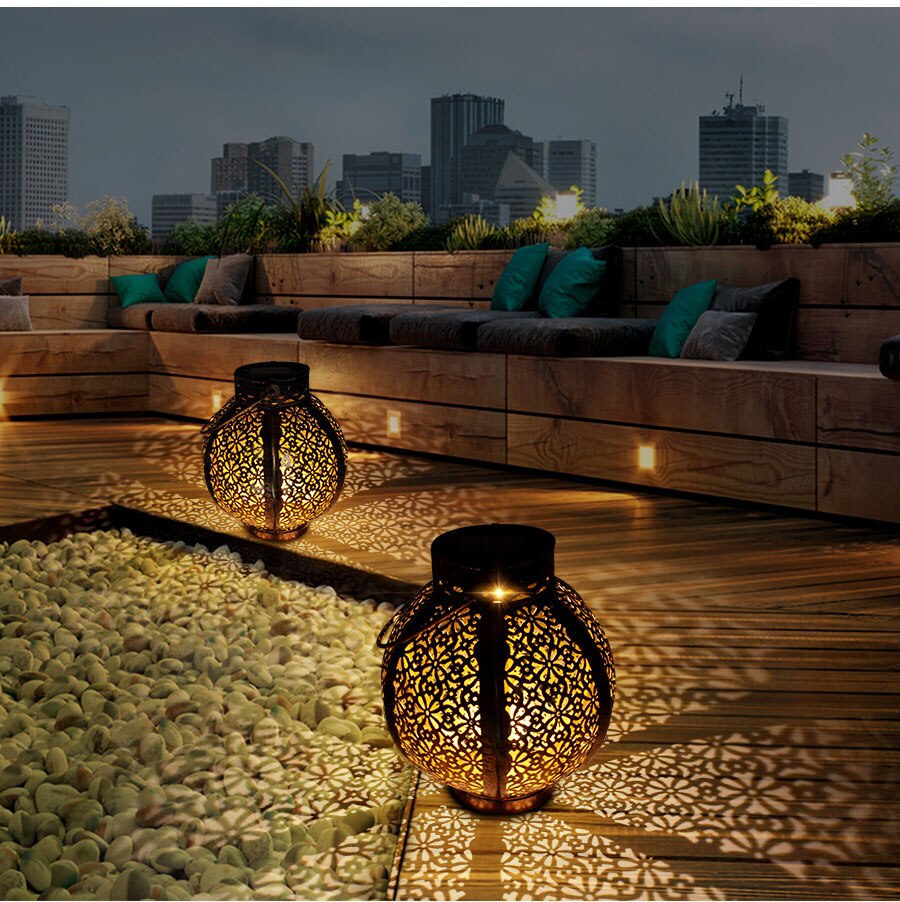 Hanging Solar Lanterns Retro Hollow Solar Lights with Handle Outdoor Solar Garden Lights Decor for Yard Tree Fence Patio Bronze Hanging Solar Lanterns Retro Hollow Solar Lights with Handle Outdoor Solar Garden Lights Decor for Yard Tree Fence Patio Bronze