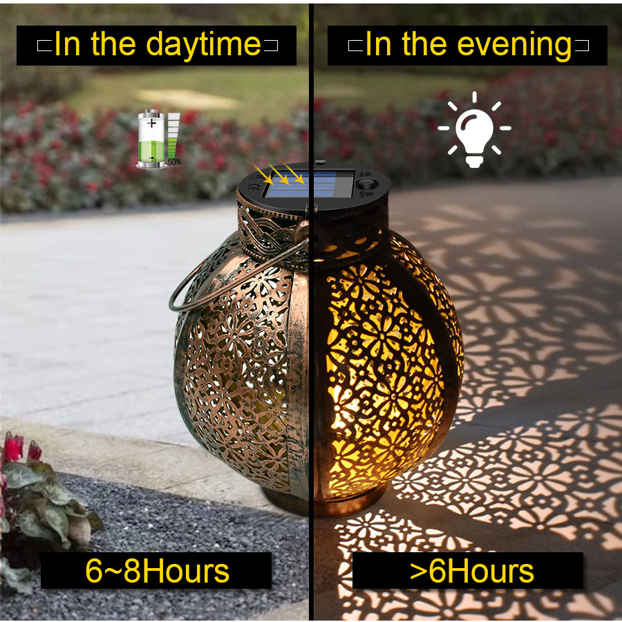 Hanging Solar Lanterns Retro Hollow Solar Lights with Handle Outdoor Solar Garden Lights Decor for Yard Tree Fence Patio Bronze Hanging Solar Lanterns Retro Hollow Solar Lights with Handle Outdoor Solar Garden Lights Decor for Yard Tree Fence Patio Bronze