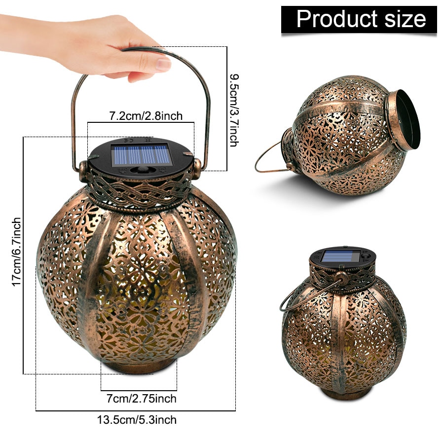 Hanging Solar Lanterns Retro Hollow Solar Lights with Handle Outdoor Solar Garden Lights Decor for Yard Tree Fence Patio Bronze Hanging Solar Lanterns Retro Hollow Solar Lights with Handle Outdoor Solar Garden Lights Decor for Yard Tree Fence Patio Bronze