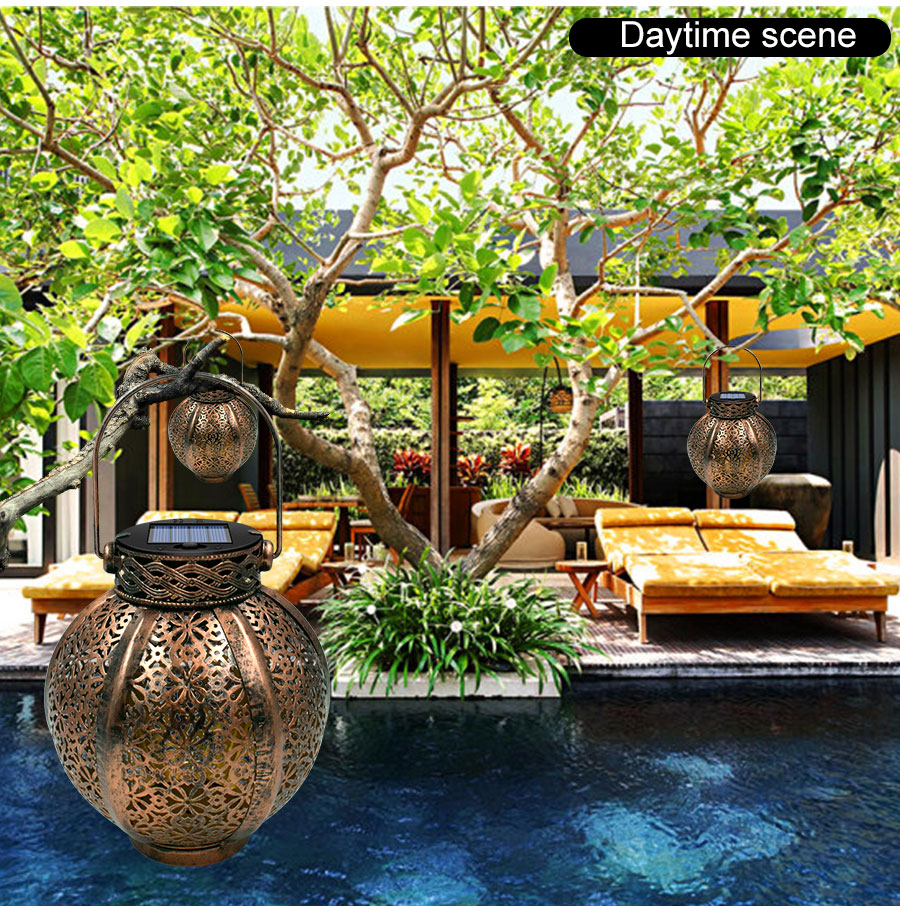 Hanging Solar Lanterns Retro Hollow Solar Lights with Handle Outdoor Solar Garden Lights Decor for Yard Tree Fence Patio Bronze Hanging Solar Lanterns Retro Hollow Solar Lights with Handle Outdoor Solar Garden Lights Decor for Yard Tree Fence Patio Bronze