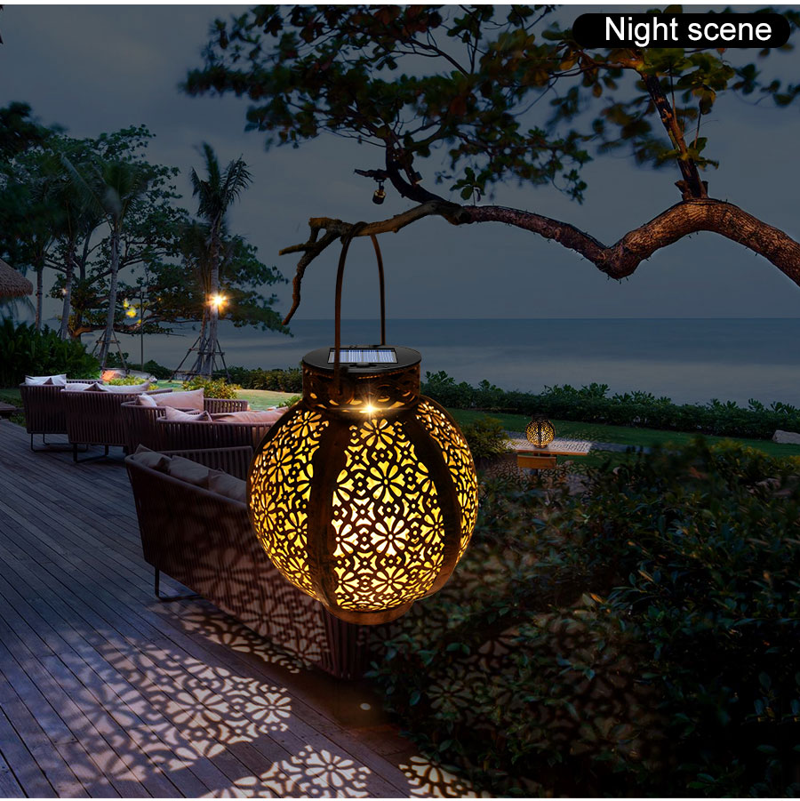 Hanging Solar Lanterns Retro Hollow Solar Lights with Handle Outdoor Solar Garden Lights Decor for Yard Tree Fence Patio Bronze Hanging Solar Lanterns Retro Hollow Solar Lights with Handle Outdoor Solar Garden Lights Decor for Yard Tree Fence Patio Bronze