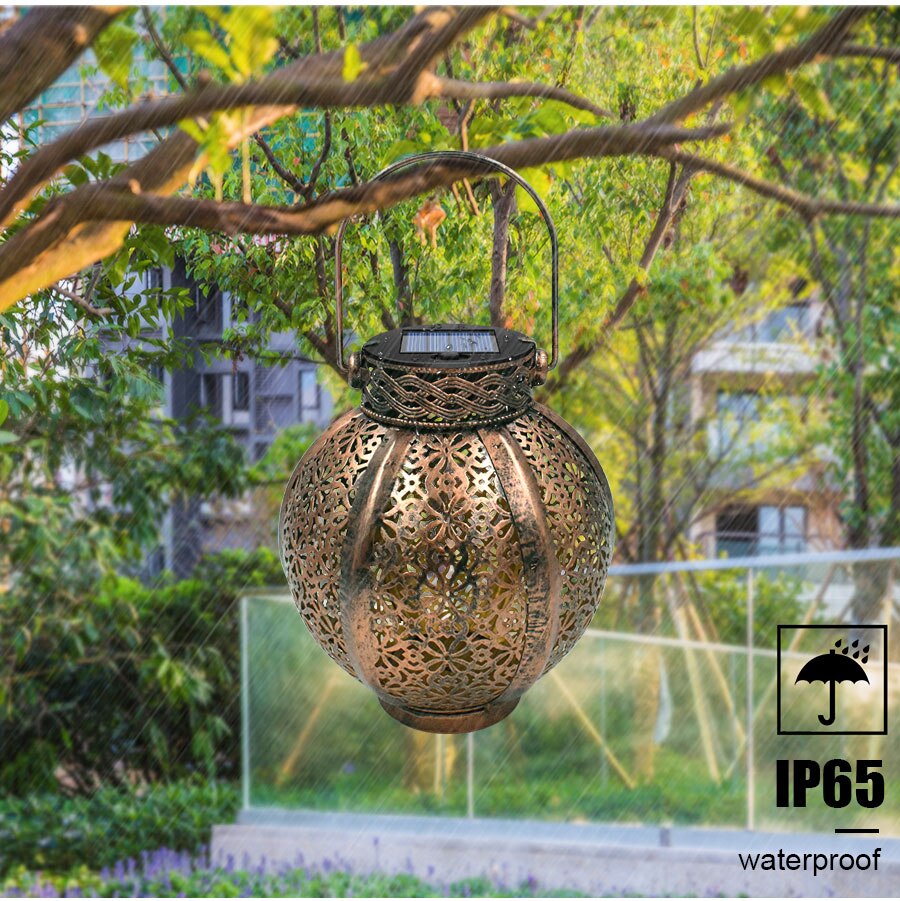 Hanging Solar Lanterns Retro Hollow Solar Lights with Handle Outdoor Solar Garden Lights Decor for Yard Tree Fence Patio Bronze Hanging Solar Lanterns Retro Hollow Solar Lights with Handle Outdoor Solar Garden Lights Decor for Yard Tree Fence Patio Bronze