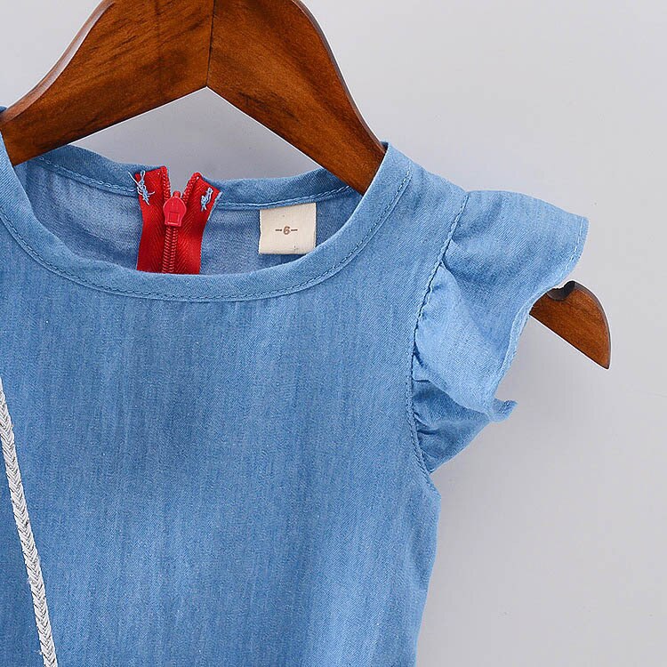 baby girls dress 1 year birthday Denim clothes newborn kids clothing short-sleeve dresses mickey bag carry