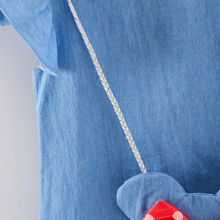 baby girls dress 1 year birthday Denim clothes newborn kids clothing short-sleeve dresses mickey bag carry