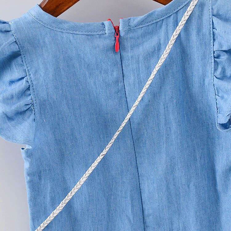 baby girls dress 1 year birthday Denim clothes newborn kids clothing short-sleeve dresses mickey bag carry