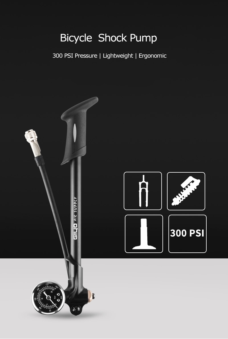 High-pressure Bike Air Shock Pump with Lever & Gauge for Fork & Rear Suspension Mountain Bicycle