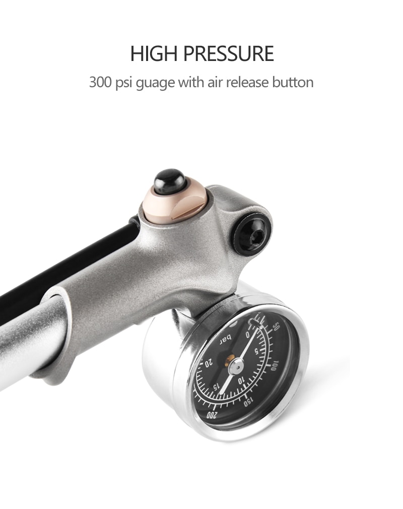 High-pressure Bike Air Shock Pump with Lever & Gauge for Fork & Rear Suspension Mountain Bicycle