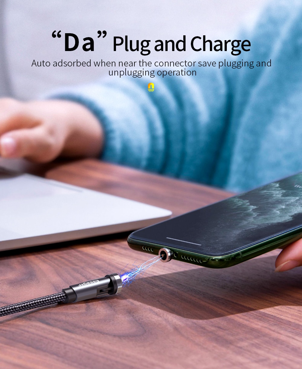 Rotate Magnetic Cable 360 Degree USB Type C Charging Cable Fast Charging Magnet Charger 540 Rotate Micro Magnetic Cable