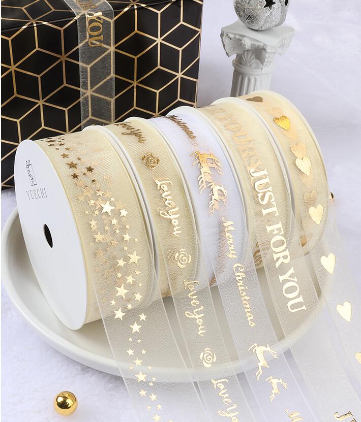 Roll Silk Satin Ribbons for Crafts DIY Hair Bow Flowers Gift Wrapping Decorative Snow Yarn Print Ribbon Wedding Party Decor