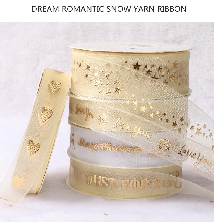 Roll Silk Satin Ribbons for Crafts DIY Hair Bow Flowers Gift Wrapping Decorative Snow Yarn Print Ribbon Wedding Party Decor