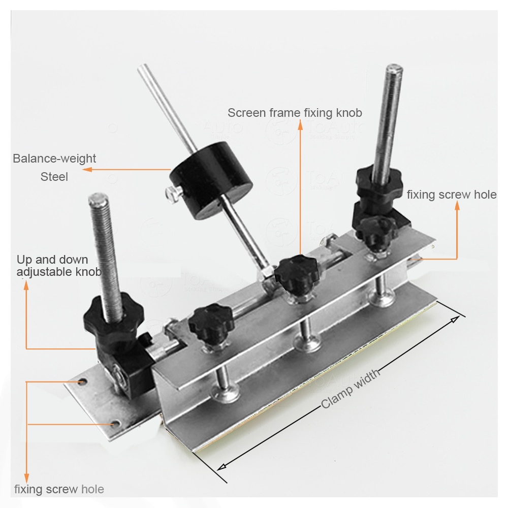 Screen Frame Hinge Clamps 25cm Width Silk Screen Printing Machine Head Flat & Three Dimentional Silk Screen Printing DIY Fixture