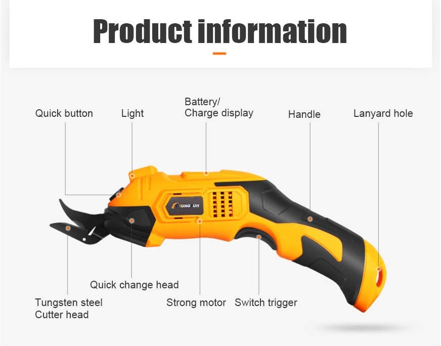 Electric Scissors Multipurpose Fabric Leather Cloth Cutting Cordless Chargeable Fabric Sewing Handheld Scissors