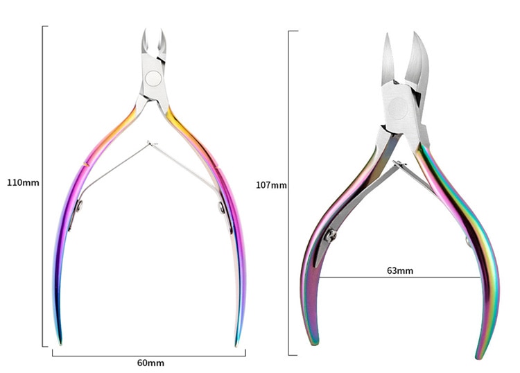 Multi-Type Rainbow Stainless Steel Nail Art Tools Cuticle Pusher Dead Skin Fork Gel Remover Nipper Tweezer Pedicure Manicure Set