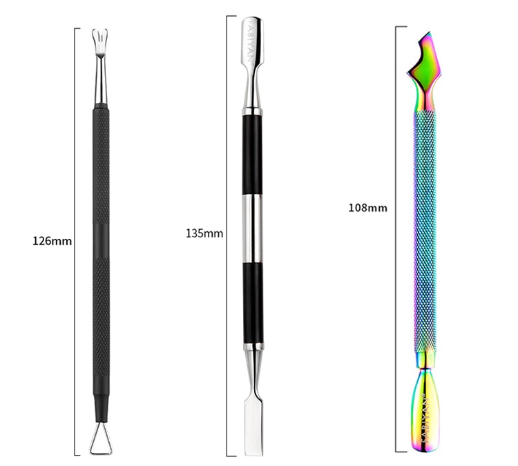 Multi-Type Rainbow Stainless Steel Nail Art Tools Cuticle Pusher Dead Skin Fork Gel Remover Nipper Tweezer Pedicure Manicure Set