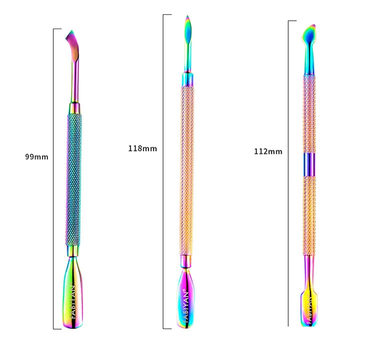 Multi-Type Rainbow Stainless Steel Nail Art Tools Cuticle Pusher Dead Skin Fork Gel Remover Nipper Tweezer Pedicure Manicure Set