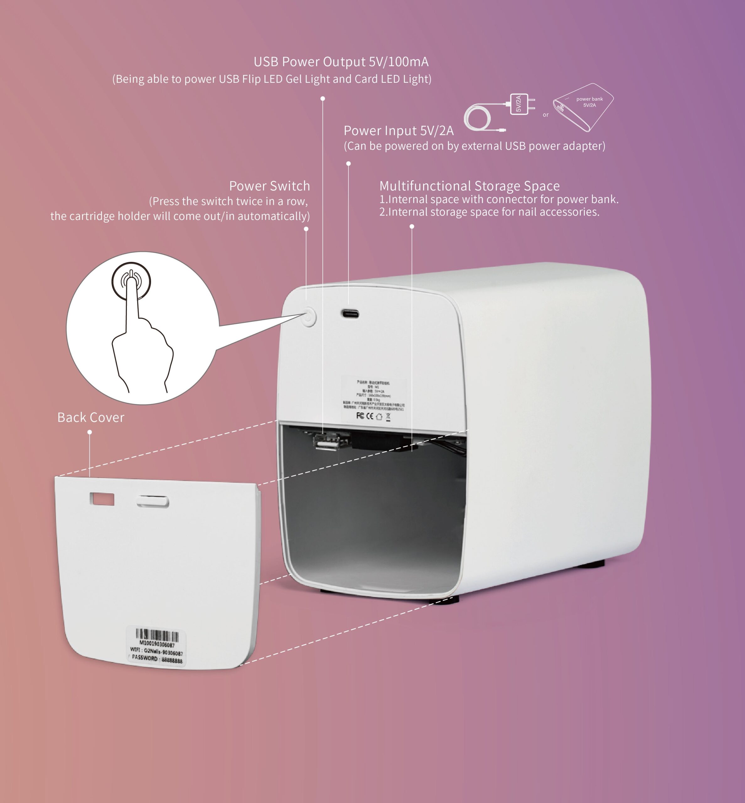 Portable Nail Printer Mobile Nail Printer Nail Art Equipment Printing Machine for Home Usage Nail Salon
