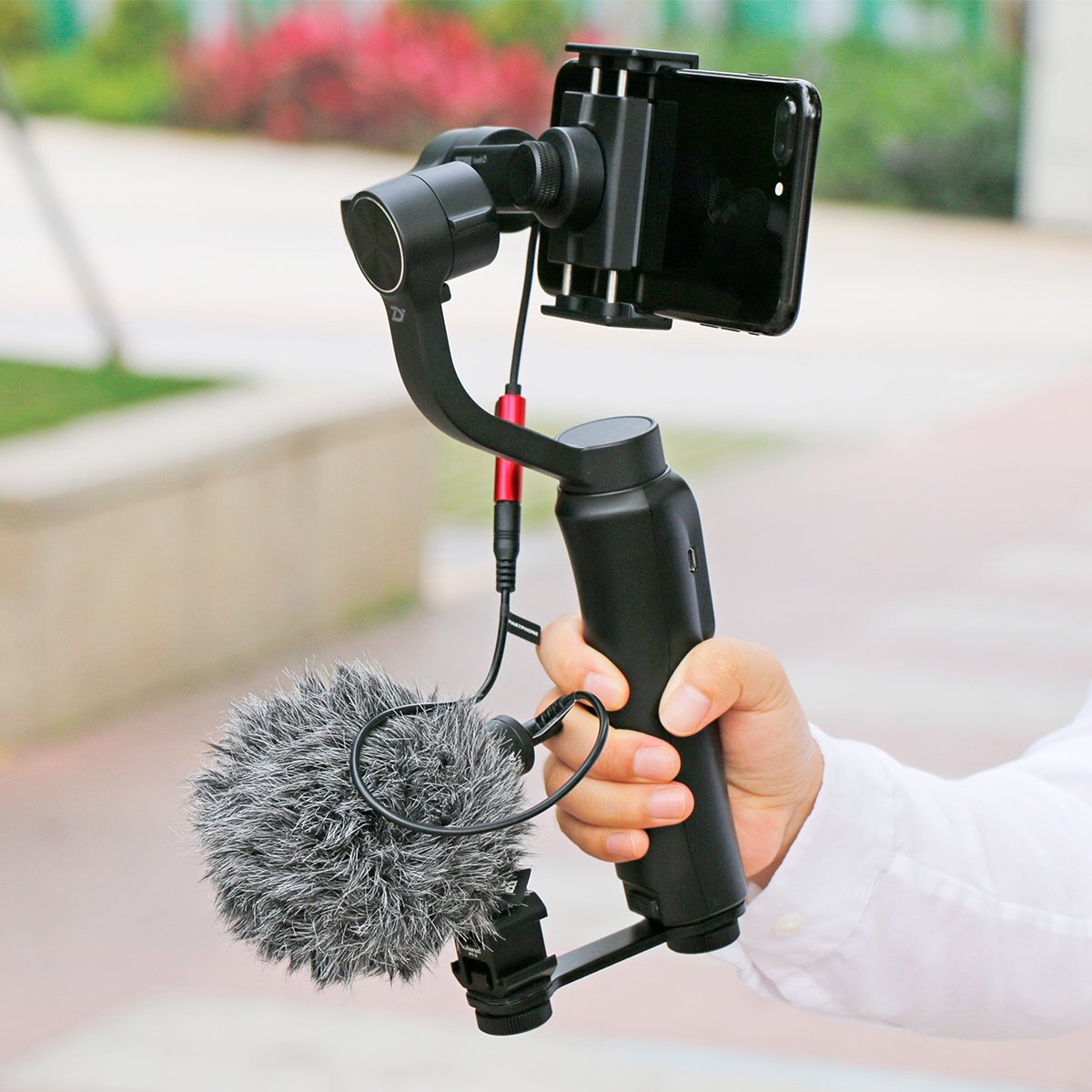 Triple Cold Shoe Mount Microphone Led Video Light Set for DJI OSMO Mobile 2 Zhiyun Smooth 4/Feiyu Vimble 2 Gimbal Stabilizer