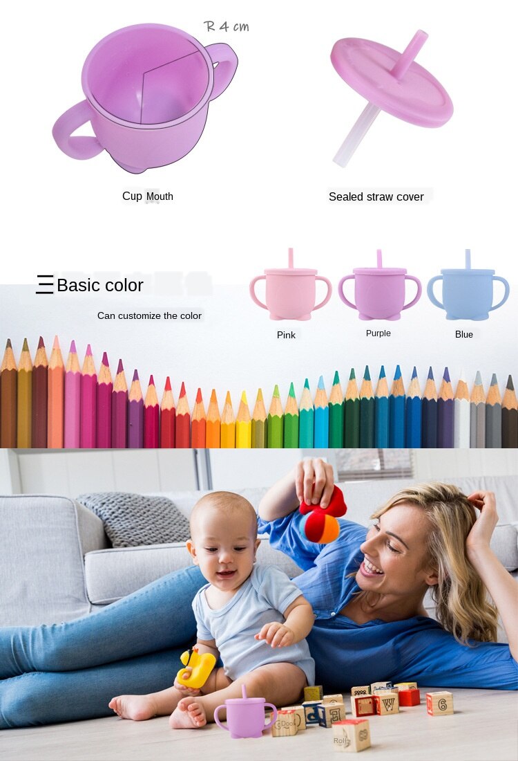 Baby Feeding Cups Baby Learning Baby Drinkware  silicone Sippy Cups For Toddlers & Kids With Silicone Sippy Cup Lids Solid