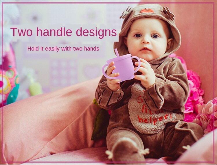 Baby Feeding Cups Baby Learning Baby Drinkware  silicone Sippy Cups For Toddlers & Kids With Silicone Sippy Cup Lids Solid