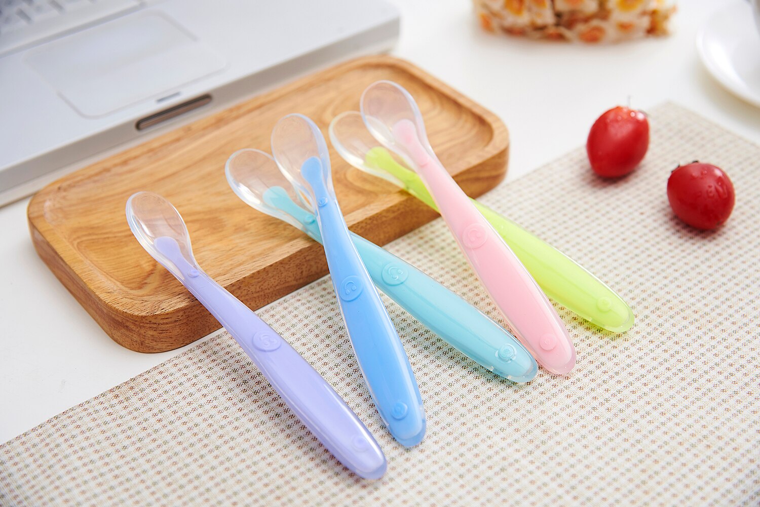 Safe Food Grade Silicone Baby Spoons Feeding Dishes Tableware For Children Flatware Cutlery Soup Ladle