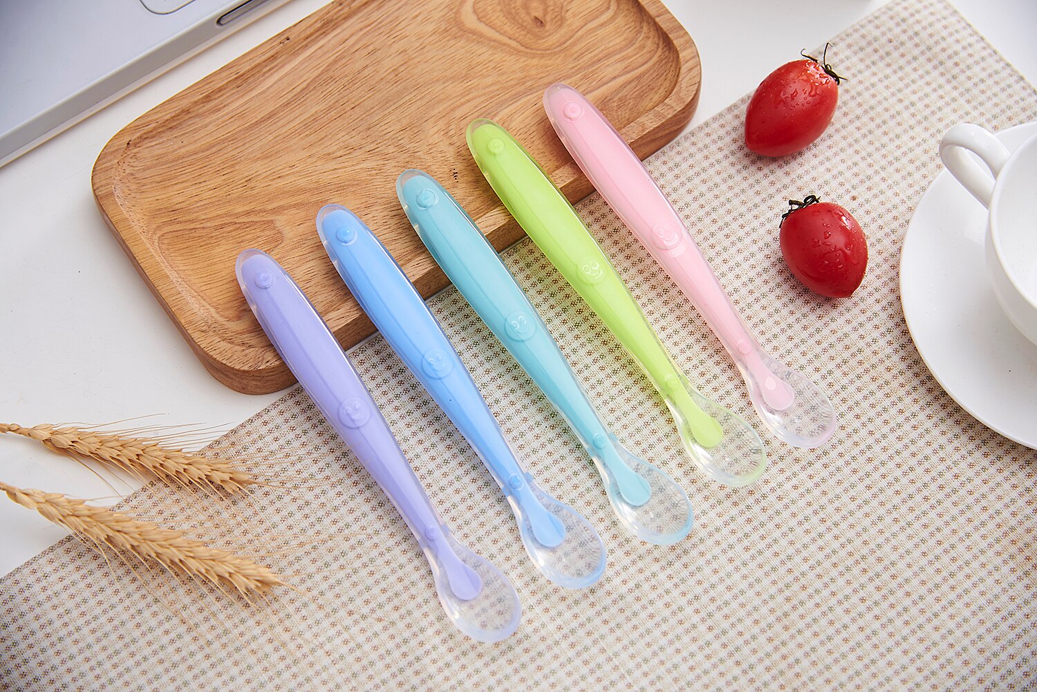 Safe Food Grade Silicone Baby Spoons Feeding Dishes Tableware For Children Flatware Cutlery Soup Ladle